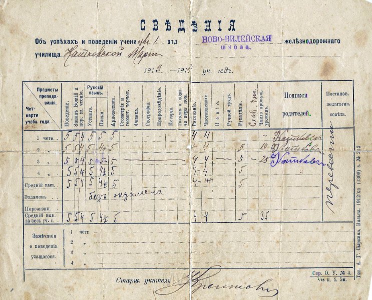 KKE 5289.jpg - (rosyjski) Dok. Cenzurka Marianny Katkowskiej, Nowa Wilejka, 1913/14 r.